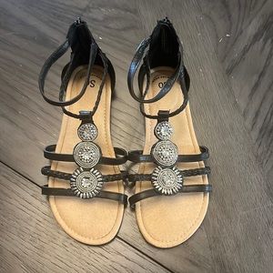 SO Girls Flat Black Sandal size 6